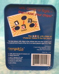 LCR Left Center Right Dice Game w/Blue Chips 29 Pieces