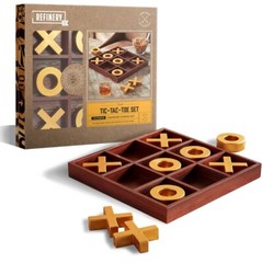 Refinery Premium Solid Wood Jumbo Tic Tac Toe Game Gold 14” Coffee Table Game