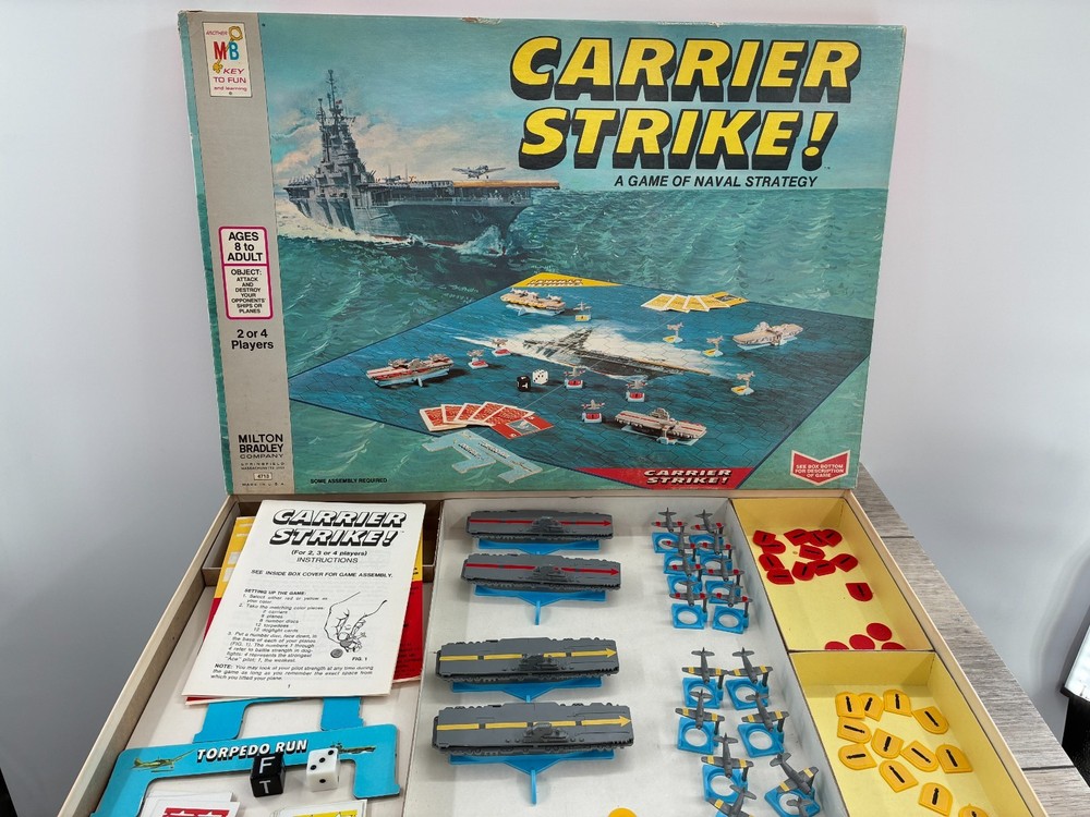 Milton Bradley Carrier Strike Complete Board Game Naval Military Strategy #4713