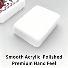 Premium Polished White Acrylic US Mahjong Set Clear Floral & Koi Engraving