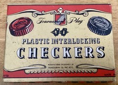 Box of VTG Tournament Play Plastic Interlocking Checkers, 24 Count, USA