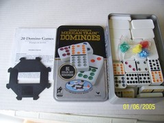 Cardinal Mexican Train Dominoes Set 91 Color Dot Double Twelve Tin Box Complete