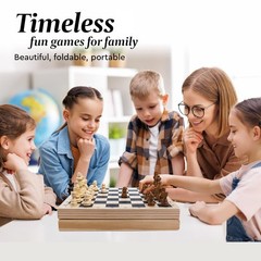 Foldable Wooden Fast Sling Puck & Chess Game. New game with light damage to box