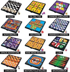 Magnetic Board Game Set – 12 Compact Travel Games for Families on the Go