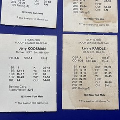 Avalon Hill MLB Statis-Pro Baseball – 1978 New York Mets Lot of 25 Player Cards