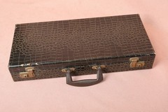 Vintage Non Fading Cardinal Mah Jongg Set Faux Alligator Case 152 Tiles 5 Racks