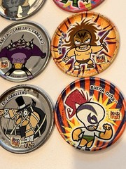 Lot 15 Vintage ¡MUCHA LUCHA! Metalix Tazos Metal Pogs Perro Kelvin Cabeza Rare