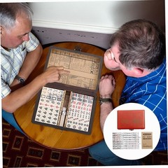 Vintage Chinese Mahjong Set Traditional 144 Tiles Mah-Jong Game Set w/ Case Box
