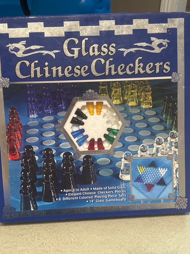 Vtg 2003 Glass Chinese Checkers Multicolored Pcs Cardinal Industries 14″ OPEN