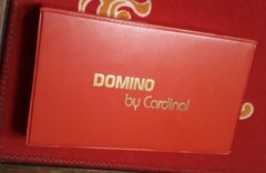 Vintage Domino By Cardinal 55 Pieces 3/8″ Thick DOUBLE NINE Red Vinyl Case AS SH