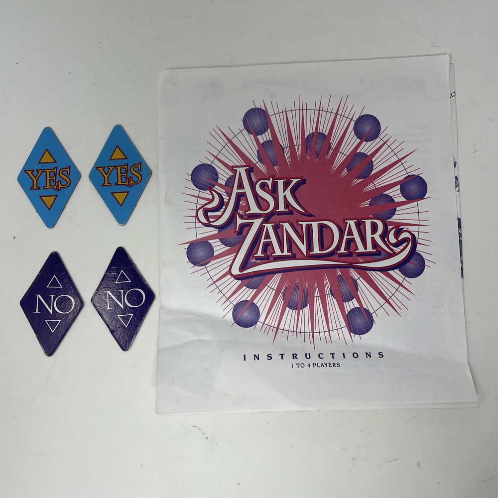 Vintage 1992 Ask Zandar Board Game Replacement Instructions, Yes/No Tokens Only