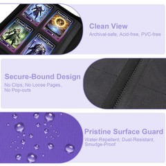 BYSTER 4 Pocket Card Binder, Premium PU Trading 2.76 x 3.74 inches, Purple