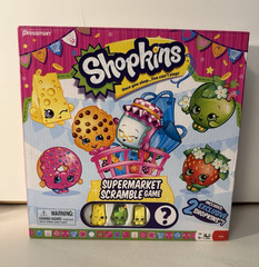 NEW Shopkins Supermarket Scramble Board Game Sealed 2 Exclusive Figures Pressman