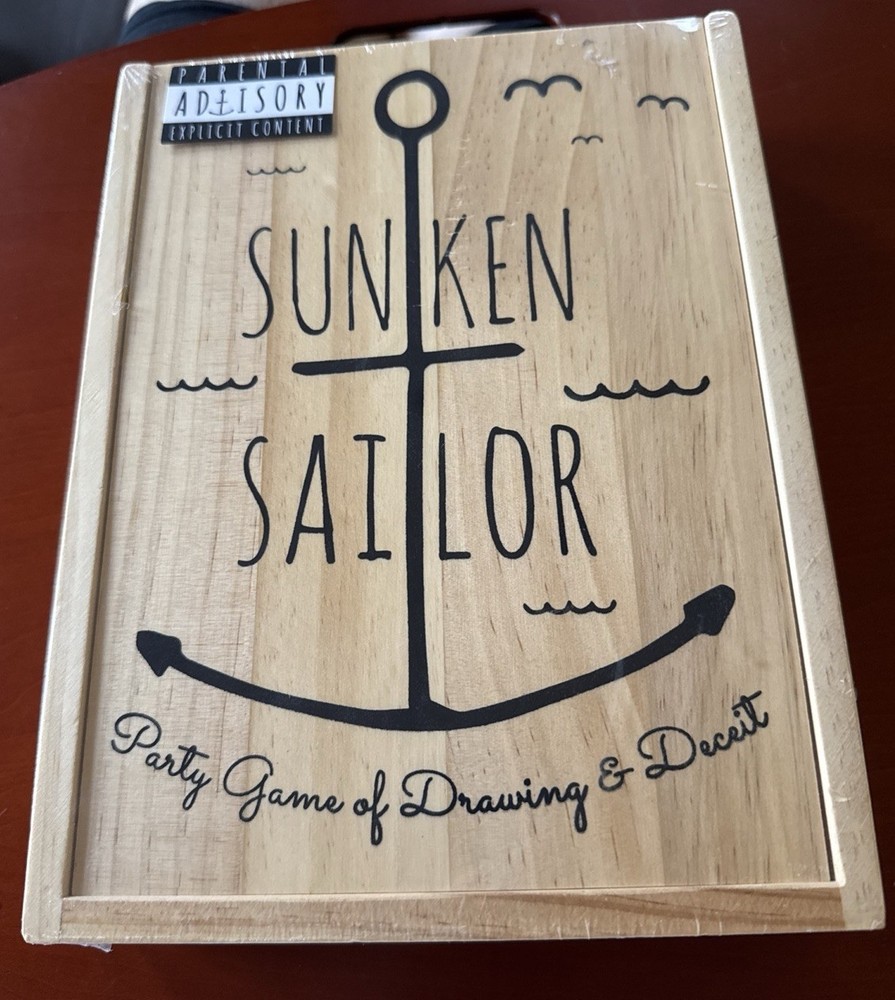 Sunken Sailor Board Game Party Game of Drawing and Deceit Wooden Box ~SEALED