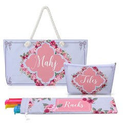Sunnymove Empty Mahjong Bags Set for Tiles and 24.0 x 13.0 x 4.7 inches, Pink