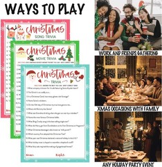 Christmas Trivia Game Cards 63 Pcs Guessing Activity 3 Themes