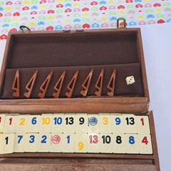 VTG Rummikub Tile Game in Brown Faux Leather Briefcase Missing 1 Tile