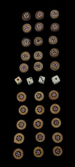 Lebanese Backgammon And Checker Board Set With Mother Of Pearl/Walnut Inlays