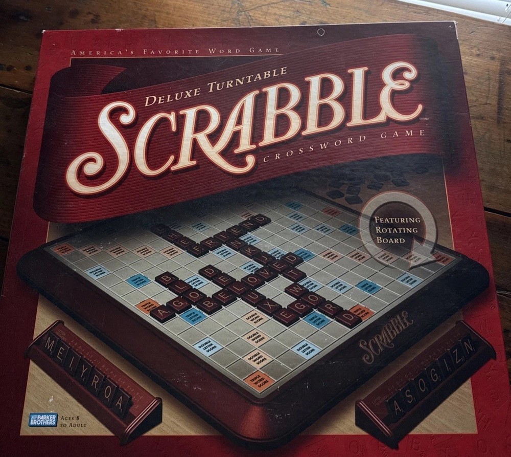 Scrabble Deluxe Turntable Crossword Game Parker Brothers Hasbro 2001 COMPLETE