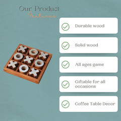 T One Wooden Tic Tac Toe Game | Board Games for Adults | Table Top Living Room D
