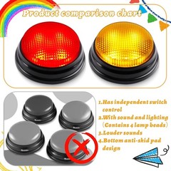 Pack Game Buzzers, 4-LEDs, Unique Sounds, Trivia Buzzer System