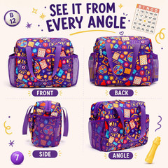 Bingo Bag with Pockets for Daubers Dabbers Dobbers Dotters Violet Portable Bingo