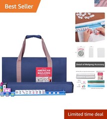 American Mahjong Game Set, 166 White Tiles, 4 All-in-One Color Rack/Pushers,…