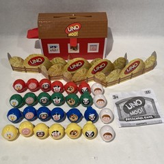 UNO Moo Game Complete With Barn Case 28 Figures Mattel 2008 100% Complete!!