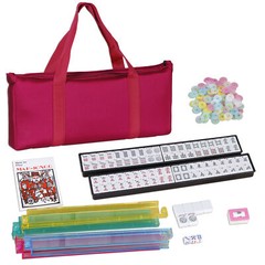 American Mahjong Set 166 Tiles 4 Color Complete Mah Jong Set Racks/Pushers w/Bag