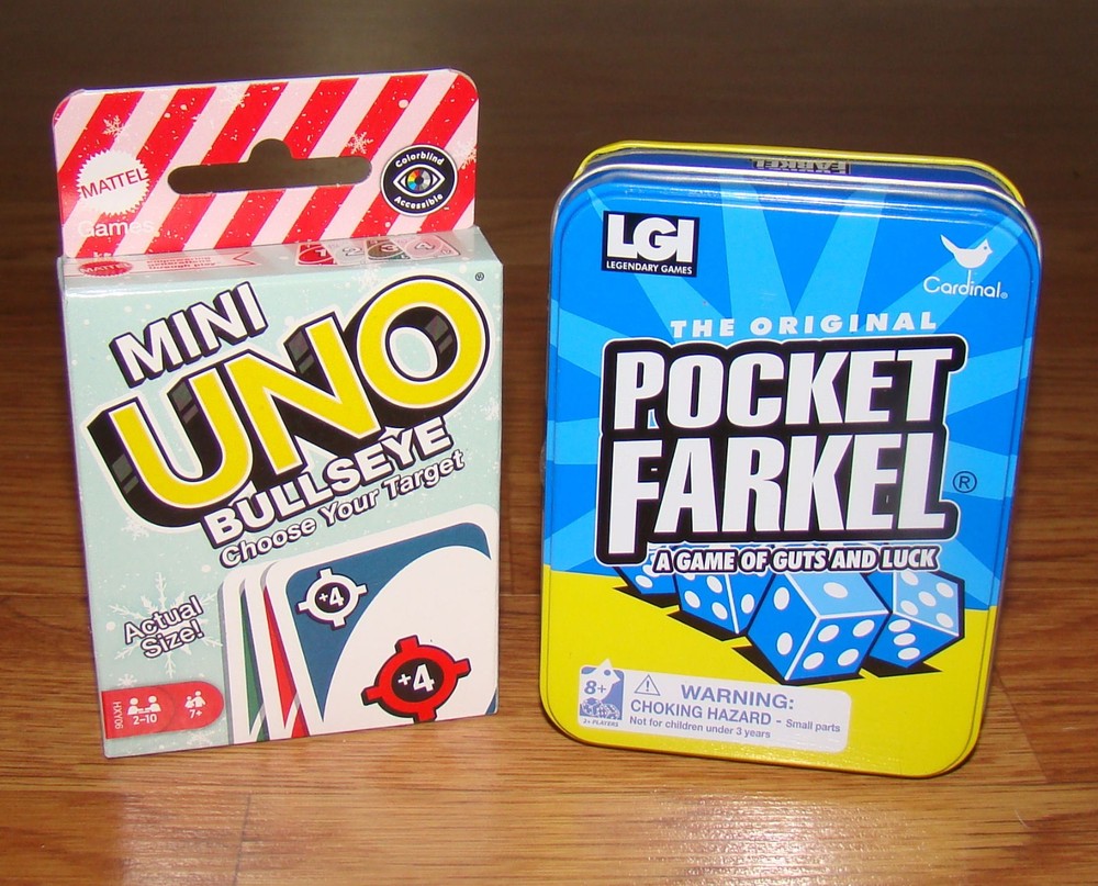 The Original Pocket Farkel: Dice Game of Guts and Luck + Mini Uno Bullseye
