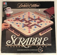 Scrabble Deluxe Edition 1989 MB No. 4034 Red Tiles Rotating Turntable Board Game