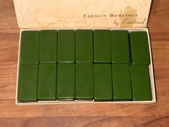1940s Catalina Dominoes by Cardinal GREEN No. 500 With Original Box. Very Nice