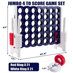 Jumbo 4-to-Score 4 in A Row Giant Game Set Indoor Outdoor Adults Kids Family Fun