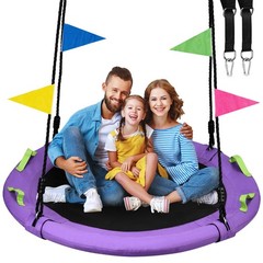 Family Outdoor Swing – 48 Inch Saucer Tree 900lbs Capacity Purple