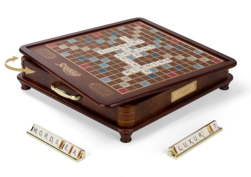 Scrabble Luxury Edition with Rotating Wooden Game Board by Winning Solutions New