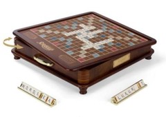 Scrabble Luxury Edition with Rotating Wooden Game Board by Winning Solutions New