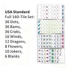 Fresh Green White Layer Mahjong Tiles Peacock Fan Joker Floral Print 160 Set