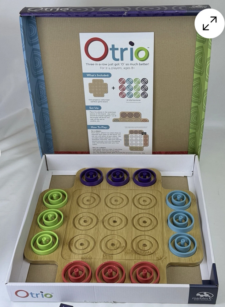 Otrio Deluxe Strategy Game By Marbles Brain Workshop Wooden Board 8+ Years