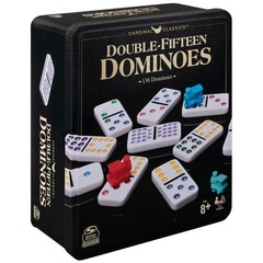 Double 15 Dominoes Set in Storage Tin | Family Board Game for 2-6 Players