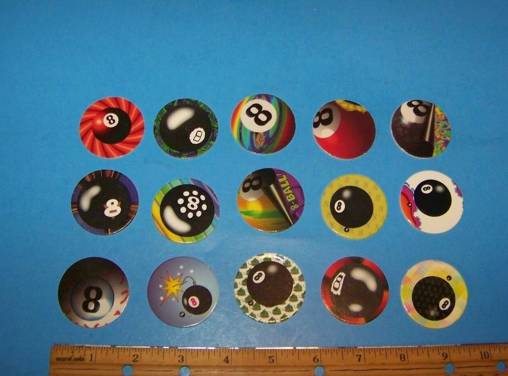 Pogs 8 Ball / Eight Ball ( 15 ) Complete your Collection Today! Vintage Set #1