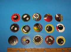 Pogs 8 Ball / Eight Ball ( 15 ) Complete your Collection Today! Vintage Set #1