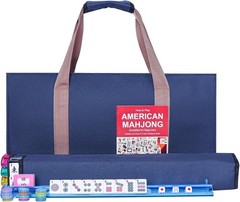 American Mahjong Game Set, 166 White Tiles, 4 All-in-One Color Rack/Pushers,…