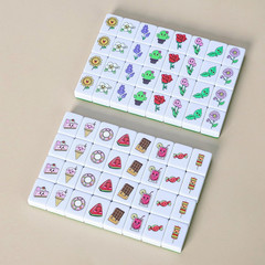 4 Players Mahjong Block Set, 128 Green Tiles(1.18”) with 4 Different Patterns, P