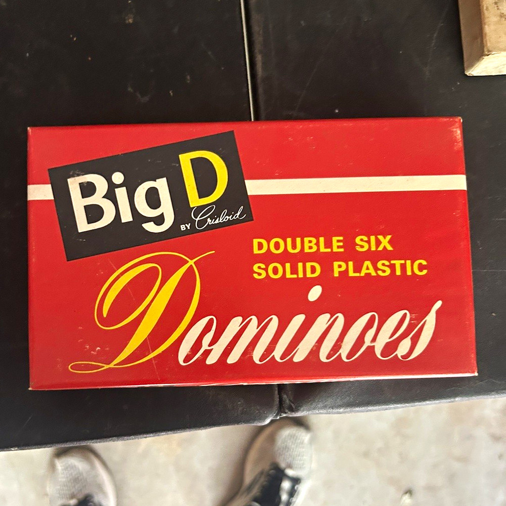 Crisloid Big D Dominoes Double Six Solid Plastic Red Set with Box