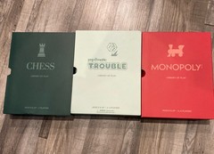 Library Of Play Chess, Monopoly and Trouble Collectors Edition Bookshelf Lot