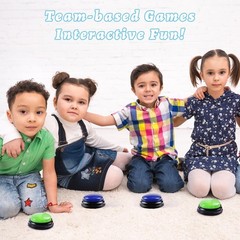 Pack Game Buzzers, 4-LEDs, Unique Sounds, Portable Trivia Game