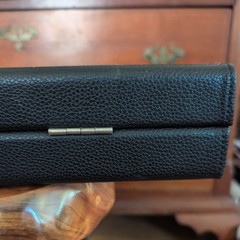 19″ Silverman & Co Large Faux Leather Backgammon Set Black w/teal white & gray