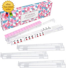 Non-Slip Mahjong Racks with Pushers, 4-Pack Clear Acrylic Racks,American Mahjong