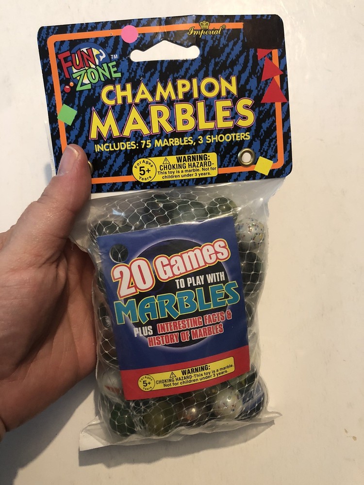 Champion Marbles 75 Marbles 3 Shooters Game (C 1996) Various Colors V4D23