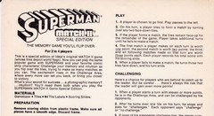 1979 Superman Match II Special Edition Instructions Ideal Toy Original Sheet DC